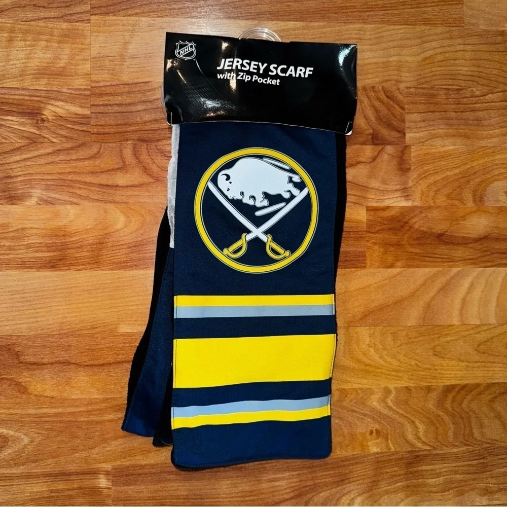 NWT Buffalo Sabres Jersey Scarf With Zip Pocket Team Colors Graphic Print NHL